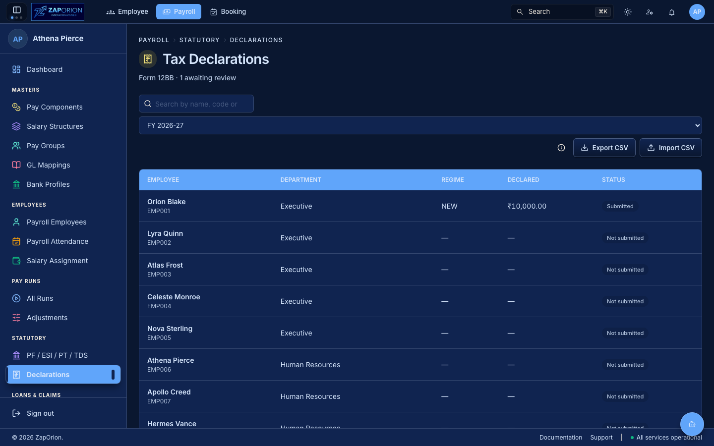 Declarations worklist