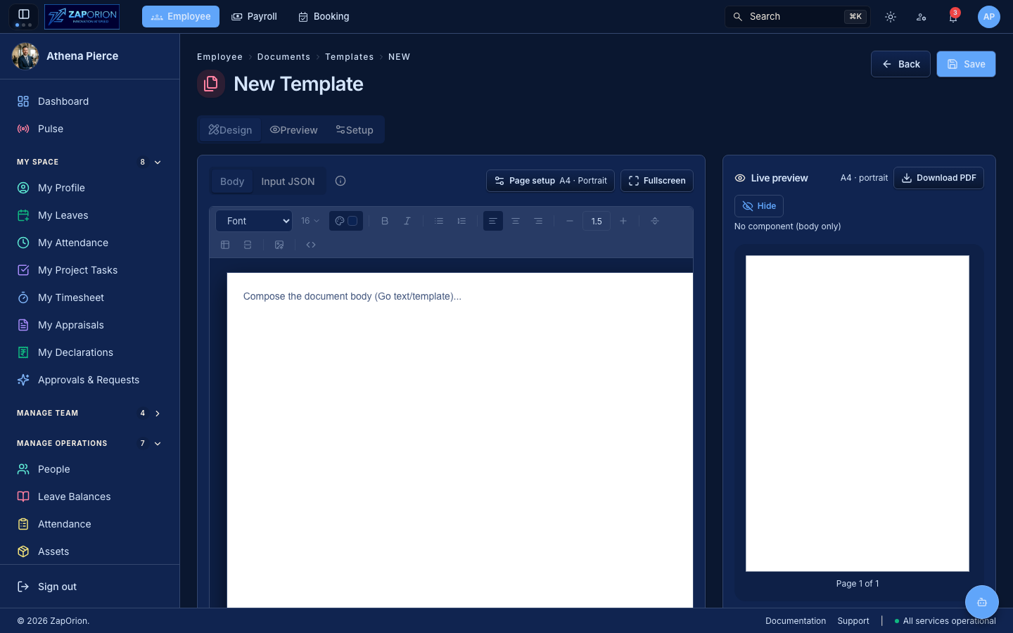 Template editor