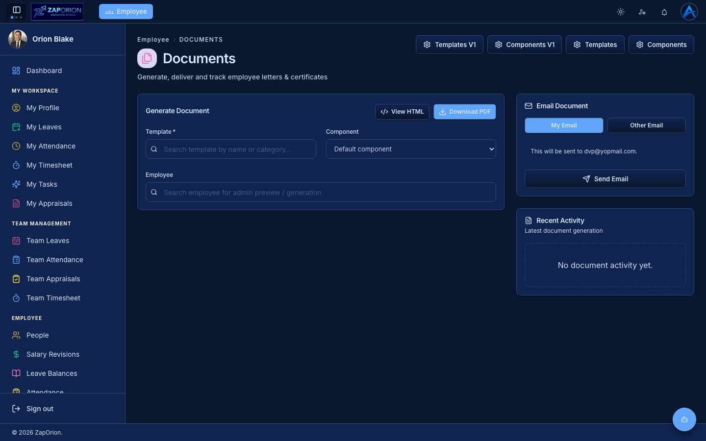 Documents page
