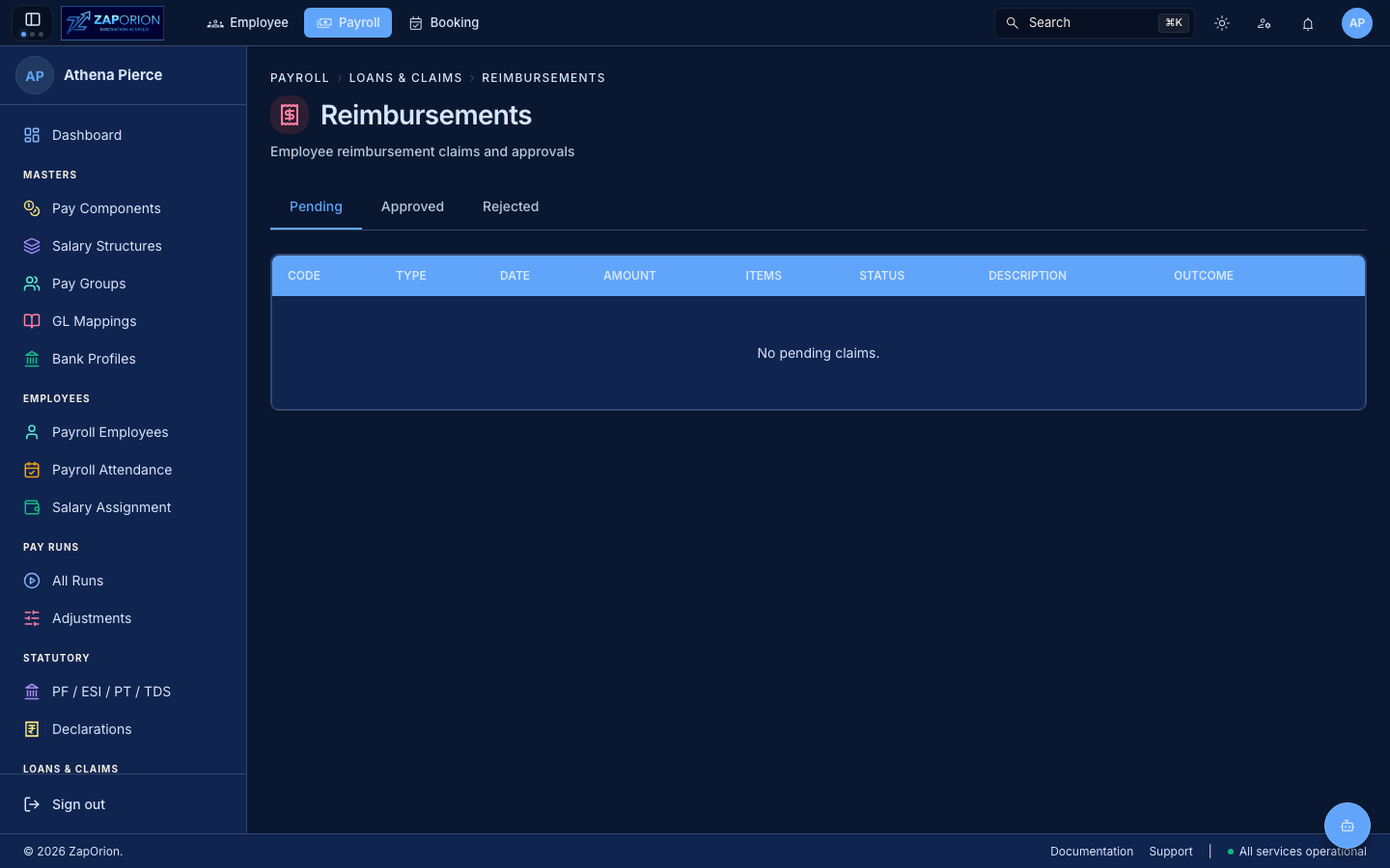 Reimbursements page