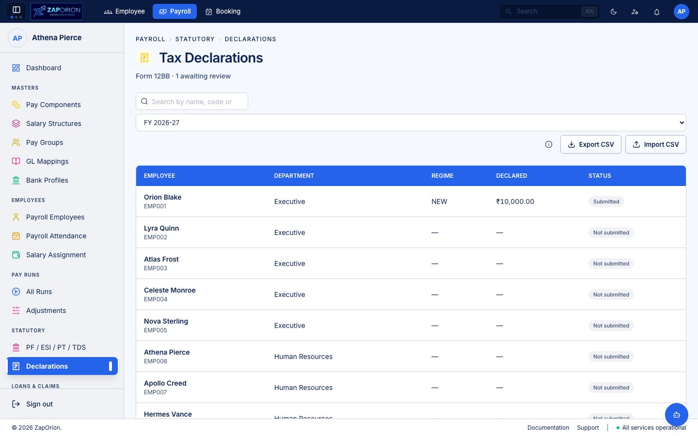 Declarations worklist