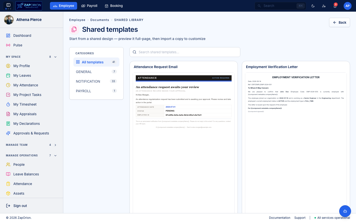 Shared template library