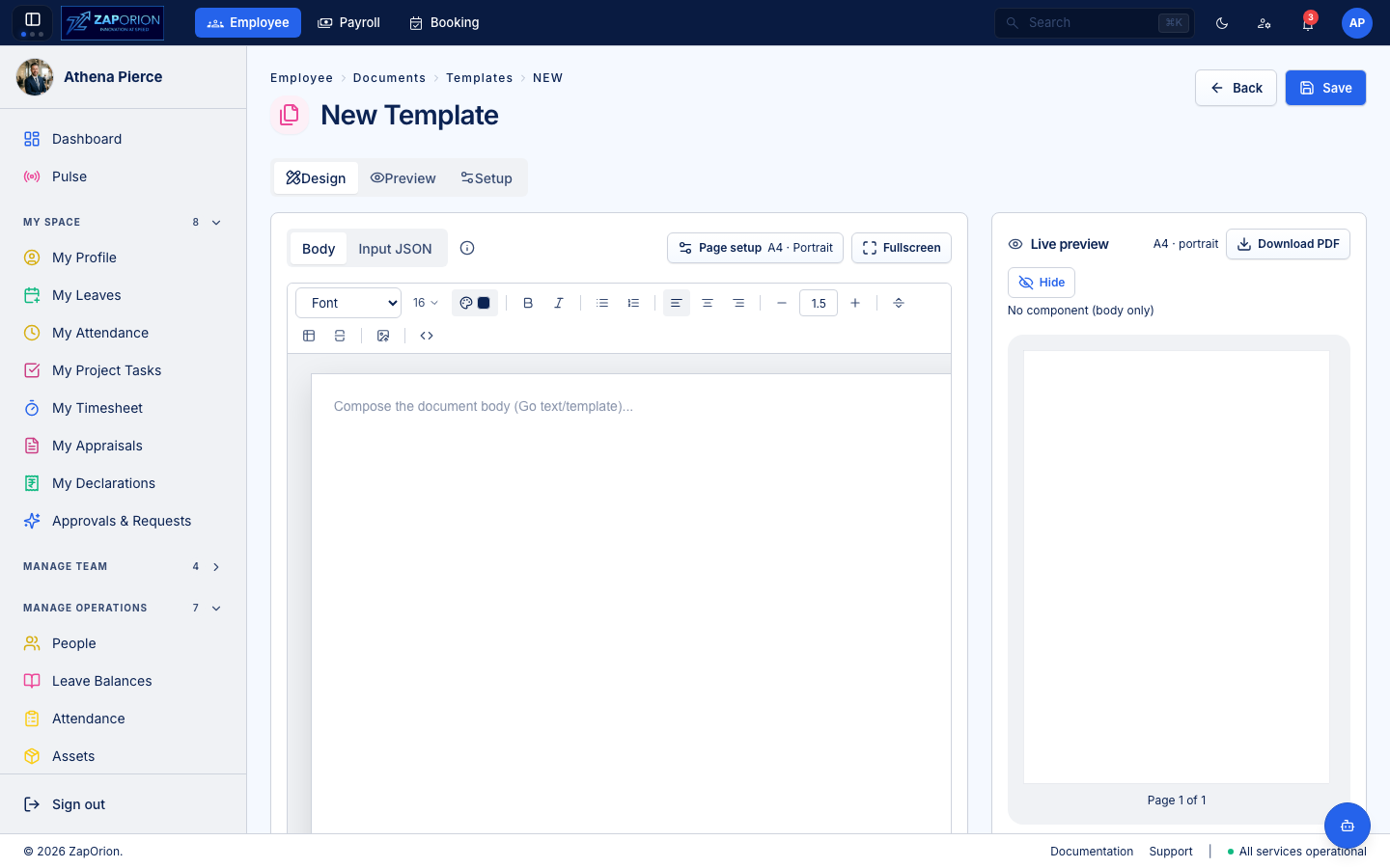 Template editor