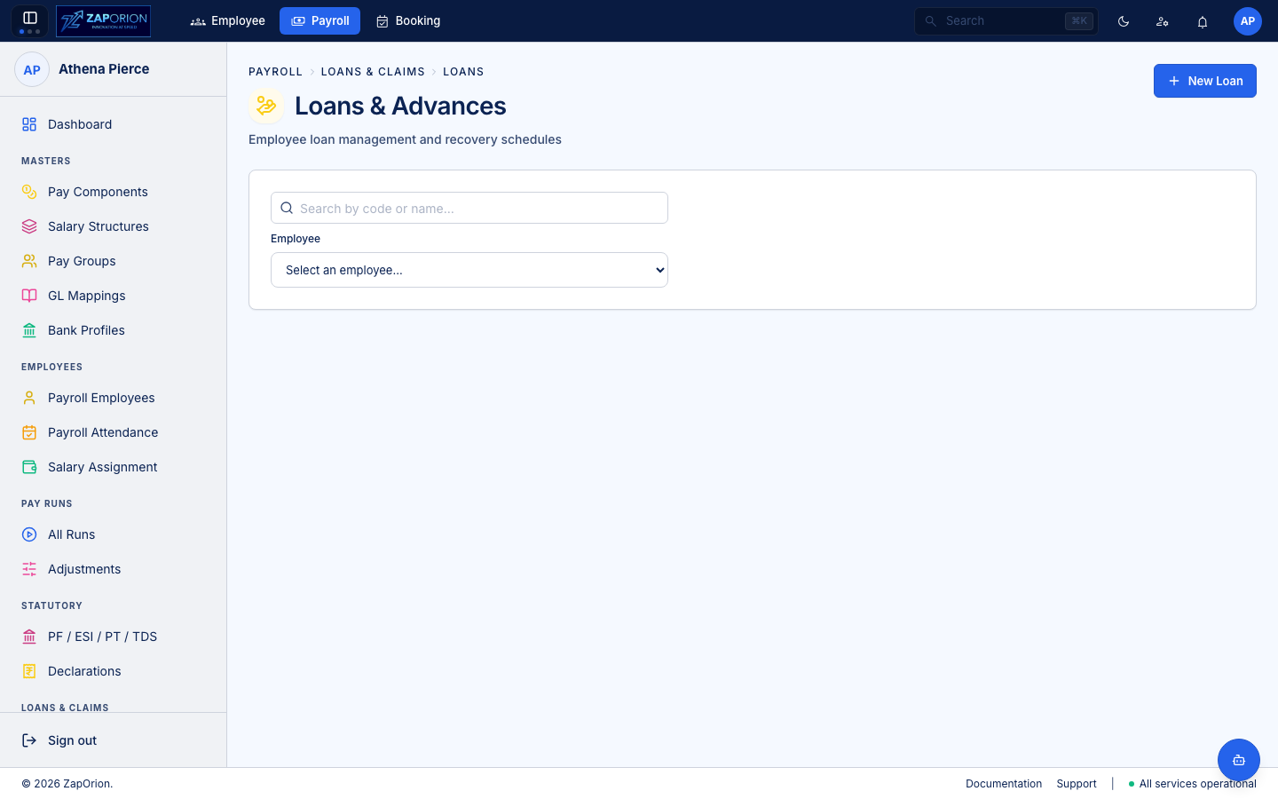 Loans page