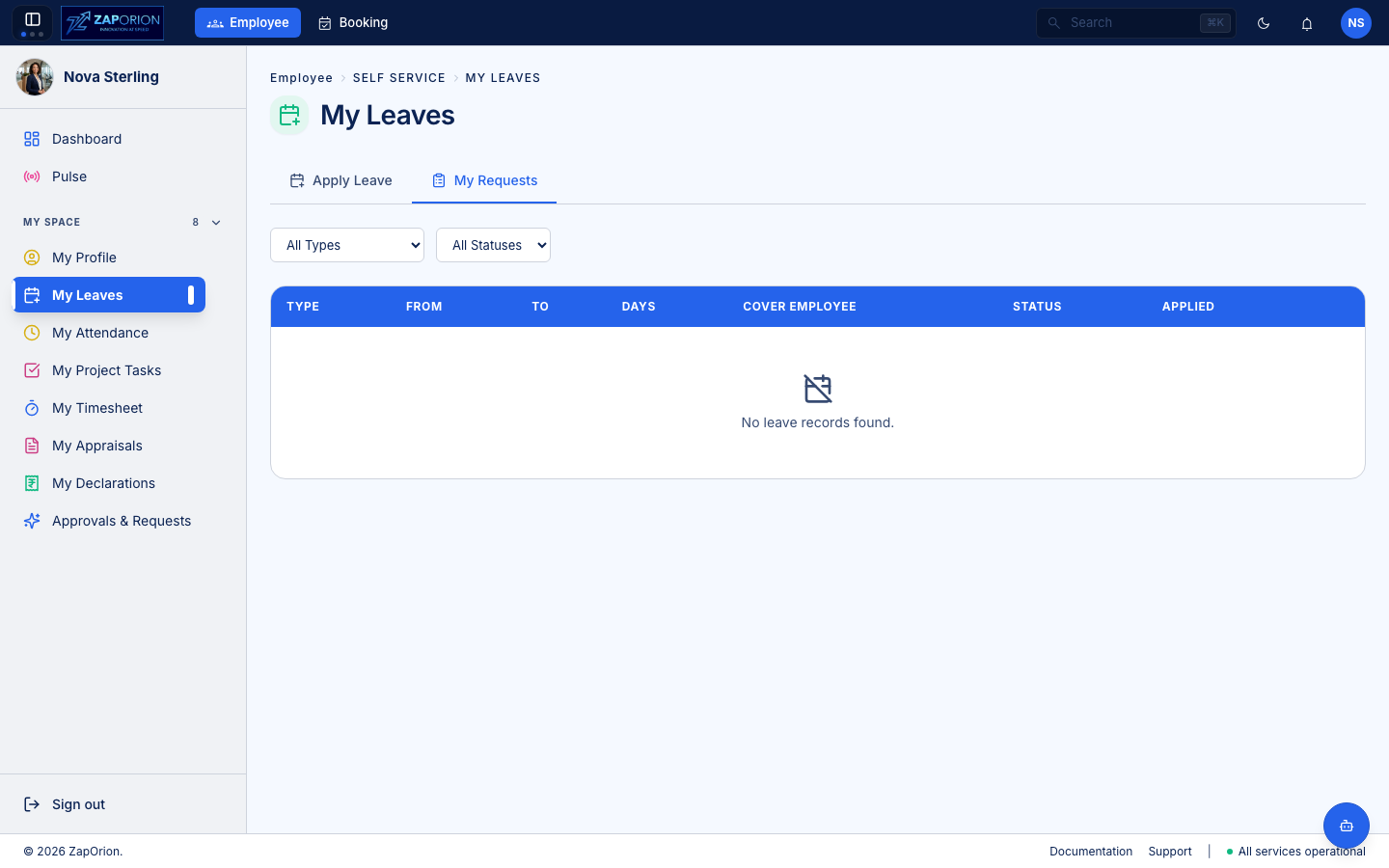 My Leaves My Requests tab