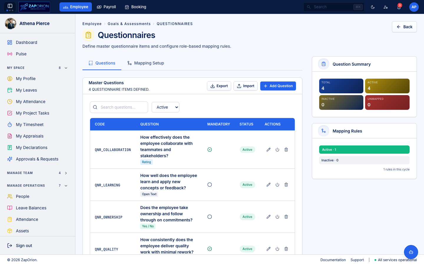 Questionnaire library