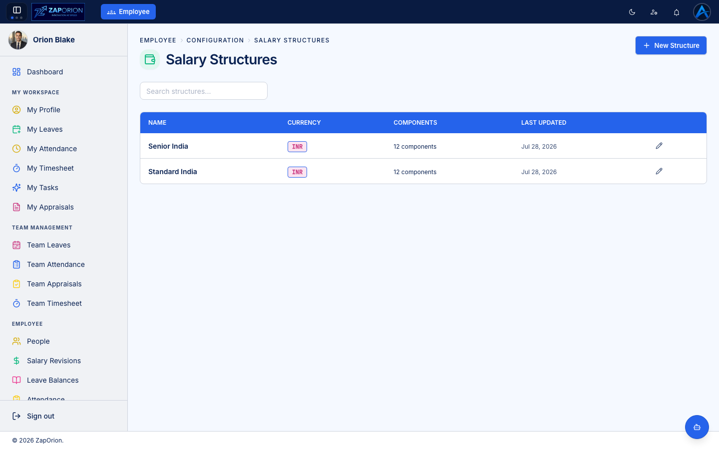 Salary Structures page