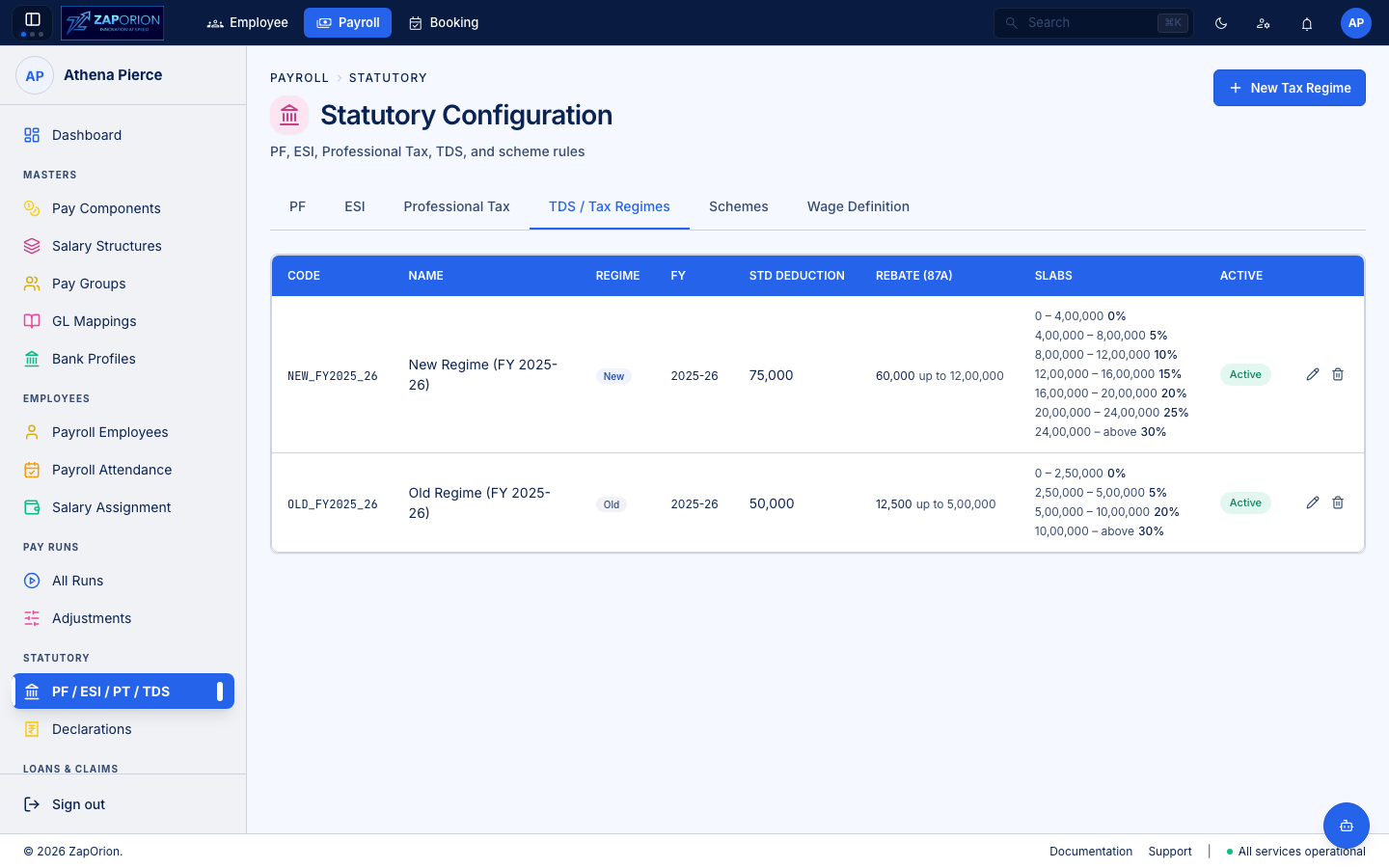 Statutory TDS tab